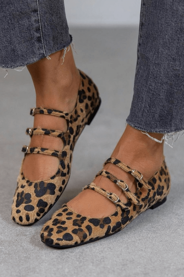 EVA STYLE | LEOPARD BUCKLE FLATS