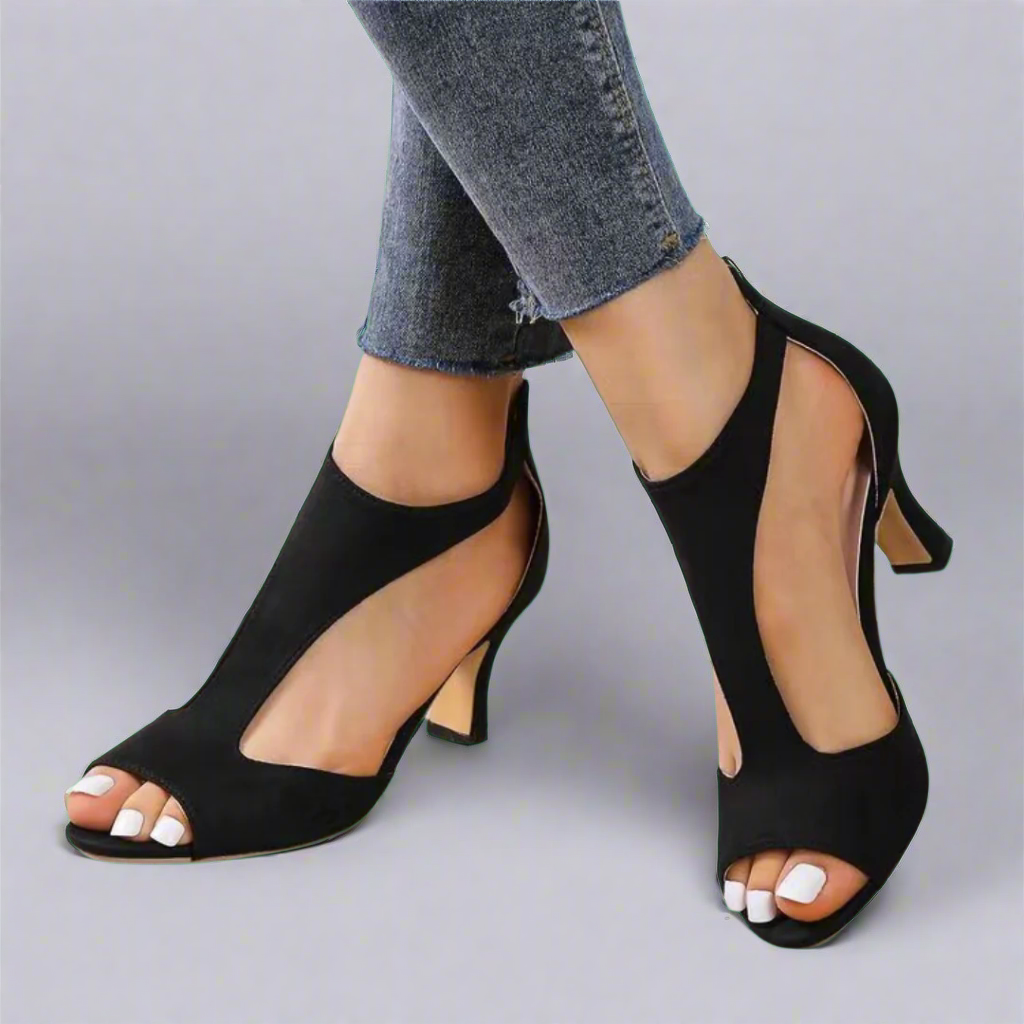 EVA STYLE | CUTOUT PEEP TOE HEELS