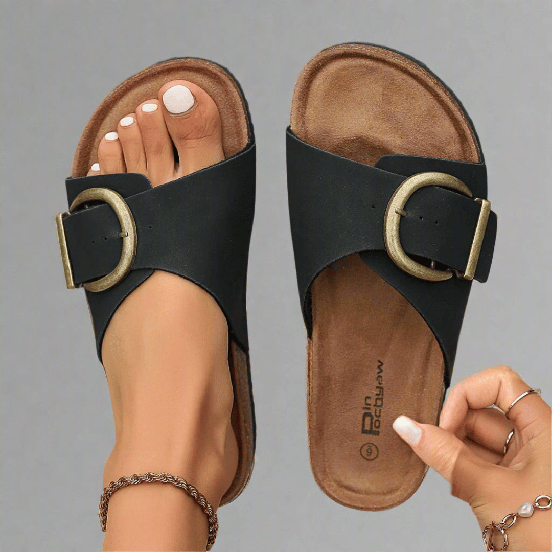 EVA STYLE | BUCKLE SLIDE SANDALS