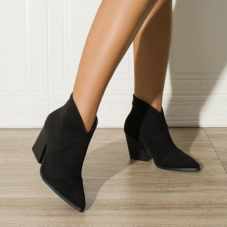 EVA STYLE | POINTED ANKLE BOOT WITH SUEDE EFFECT