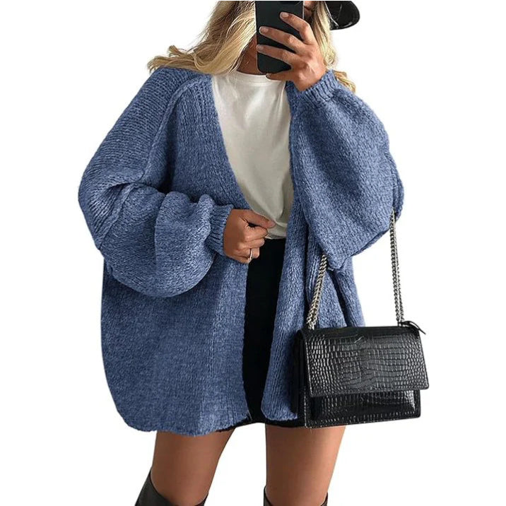 CozyChic Oversized Lantern Sleeve Cardigan