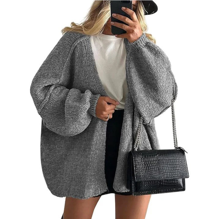CozyChic Oversized Lantern Sleeve Cardigan