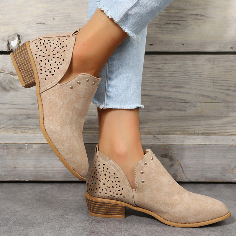 EVA STYLE | LOW CUT PERFORATED ANKLE BOOT