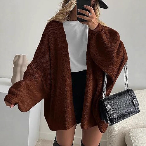CozyChic Oversized Lantern Sleeve Cardigan