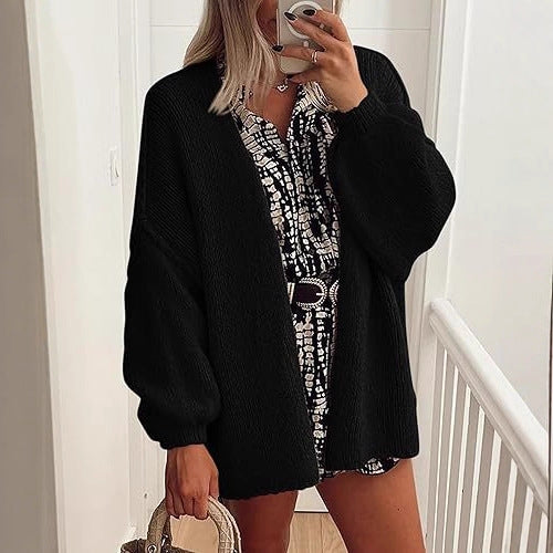 CozyChic Oversized Lantern Sleeve Cardigan