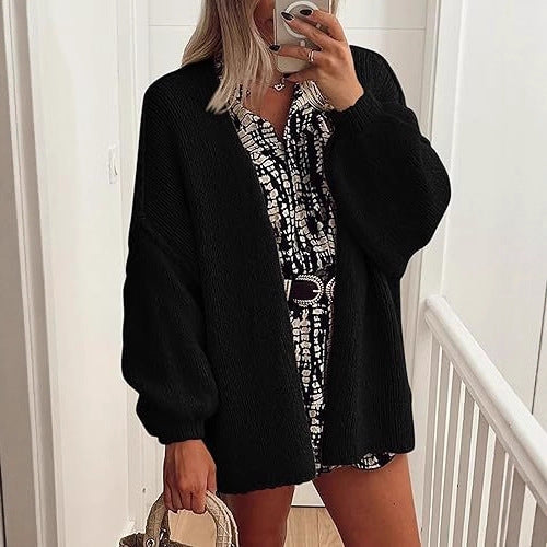 CozyChic Oversized Lantern Sleeve Cardigan