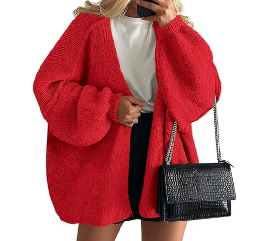 CozyChic Oversized Lantern Sleeve Cardigan
