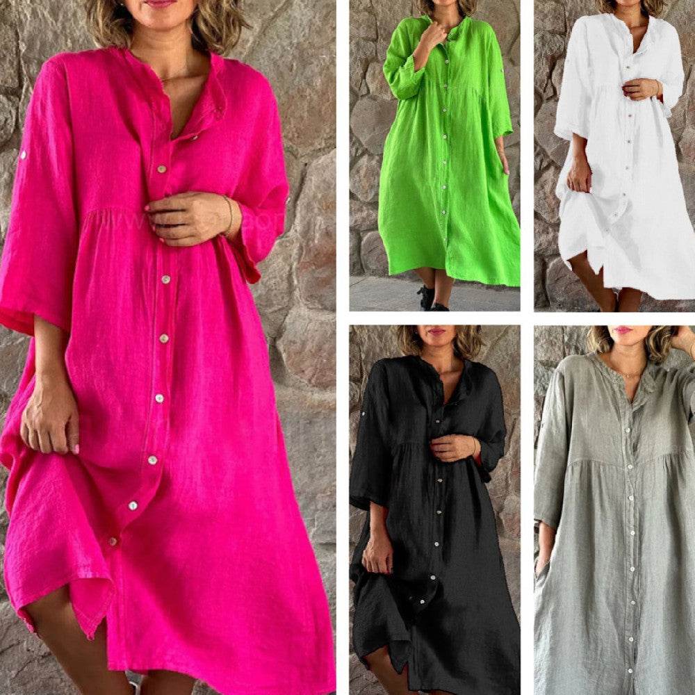 Isa™ cotton-linen shirt dress