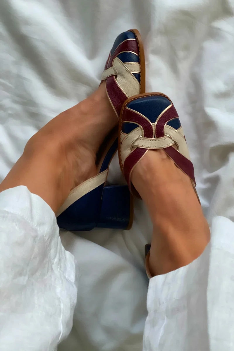 EVA STYLE | TRI-COLOR SLIP-ON FLATS