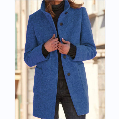 Michelle | Women's Retro-Inspired Long Sleeve Windbreaker with Button Closure and Stand Collar