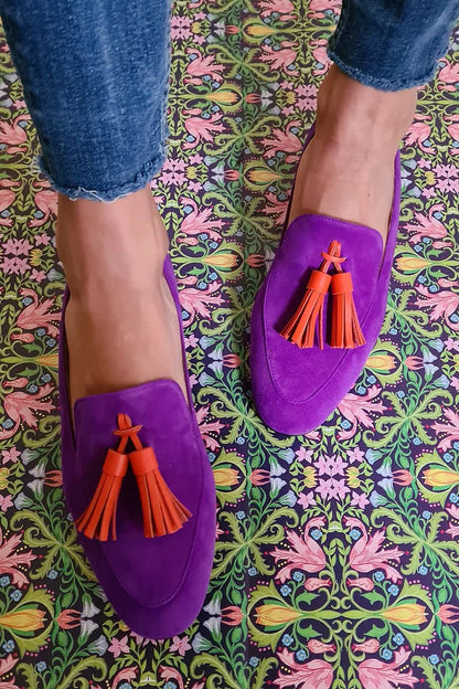 EVA STYLE  | PURPLE LOAFERS WITH TASSELS