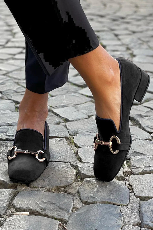 EVA STYLE  | BLACK LOAFERS WITH GOLDEN BIT