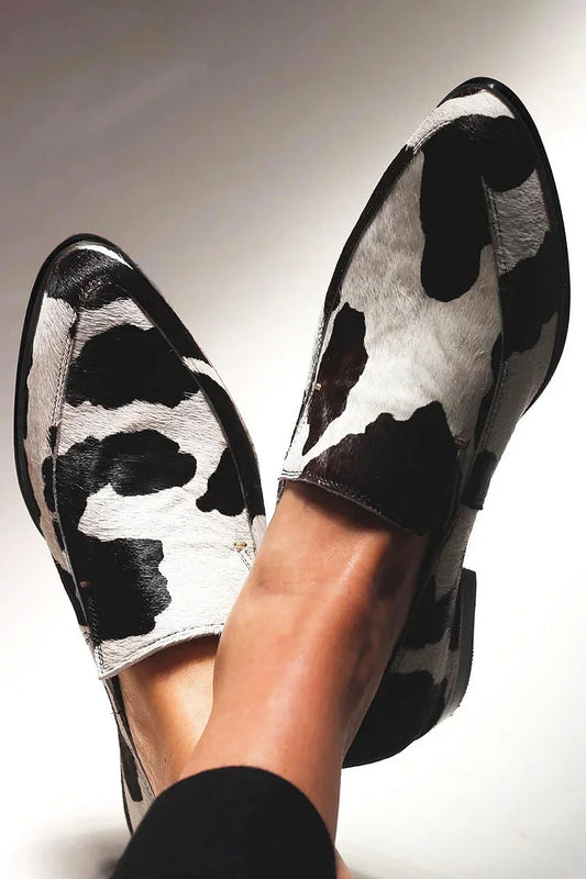EVA STYLE  | COW PRINT SLIP-ONS