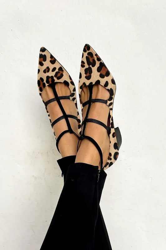 EVA STYLE  | LEOPARD STRAP BALLET HEELS
