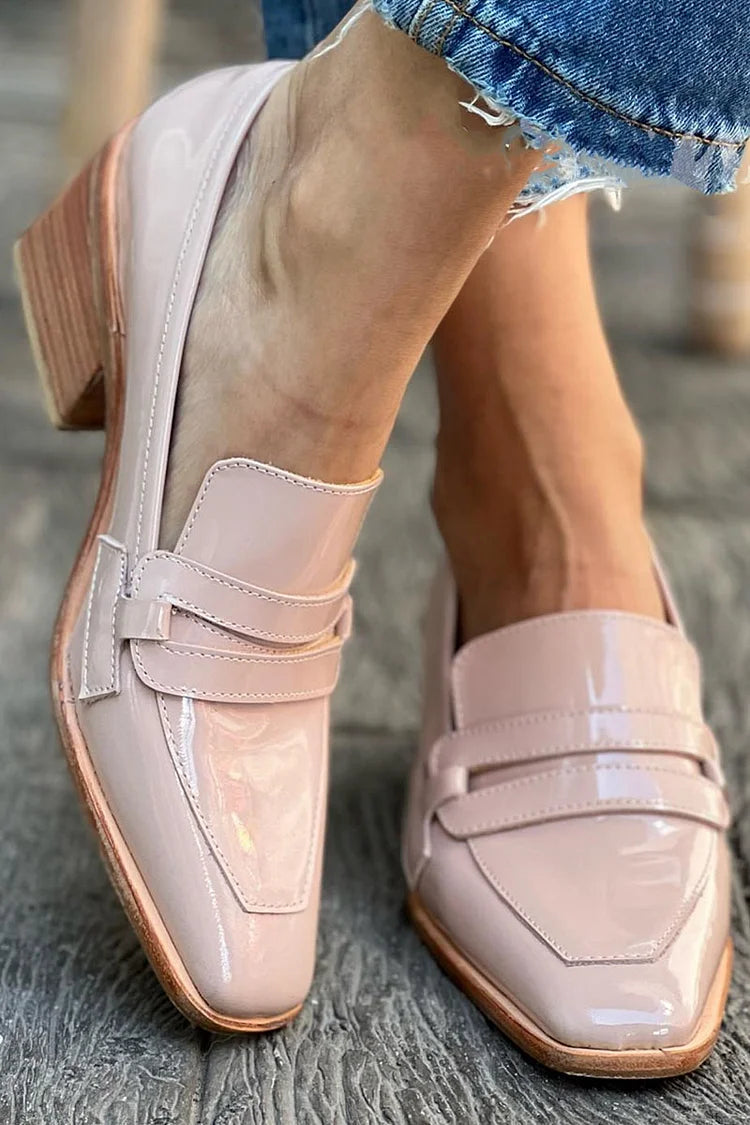EVA STYLE  | MOCASSINS WITH WIDE HEEL SHINY