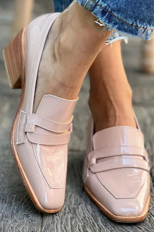 EVA STYLE  | MOCASSINS WITH WIDE HEEL SHINY