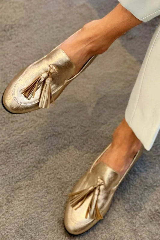 EVA STYLE  | GOLD MOCASSIN WITH TASSELS