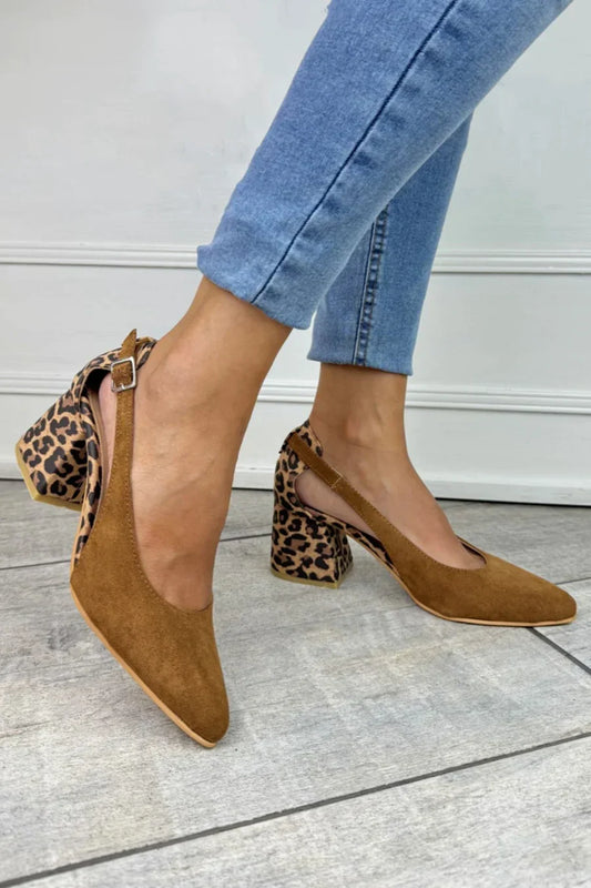 EVA STYLE  | LEOPARD PRINT HEEL SLINGBACKS