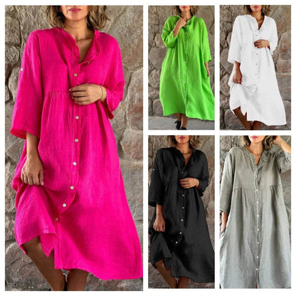 Isa™ cotton-linen shirt dress