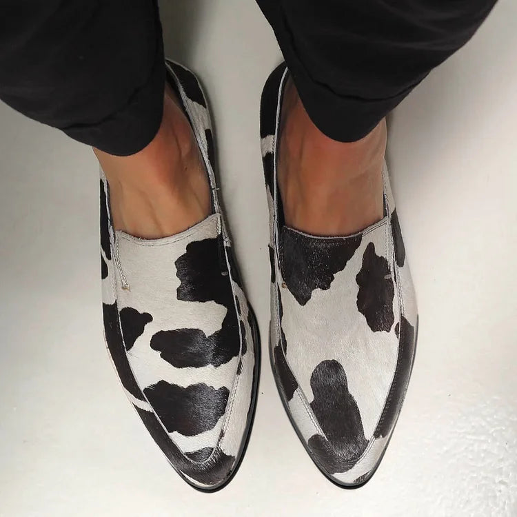 EVA STYLE  | COW PRINT SLIP-ONS
