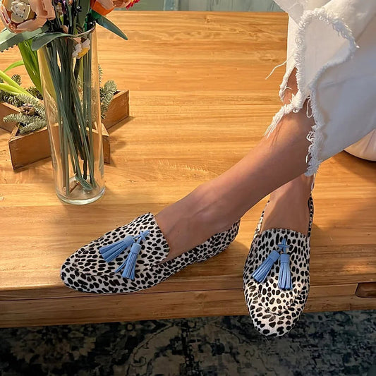 EVA STYLE  | SPOTTED LOAFERS WITH BLUE TASSEL
