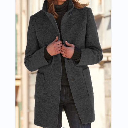 Michelle | Women's Retro-Inspired Long Sleeve Windbreaker with Button Closure and Stand Collar