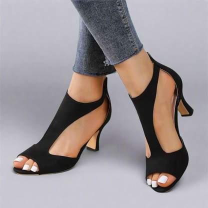 EVA STYLE  | CUTOUT PEEP TOE HEELS