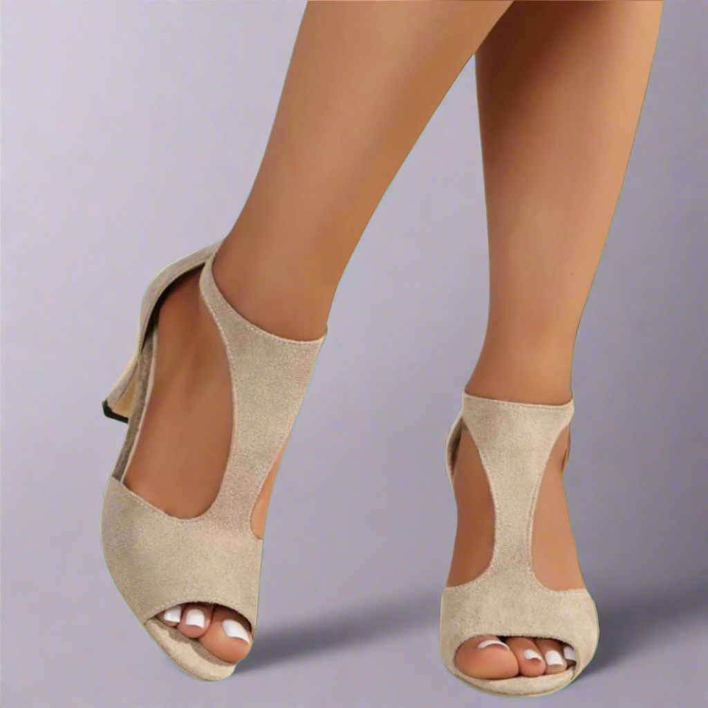 EVA STYLE  | CUTOUT PEEP TOE HEELS