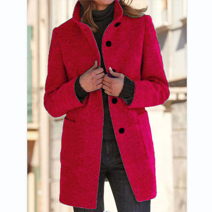 Michelle | Women's Retro-Inspired Long Sleeve Windbreaker with Button Closure and Stand Collar