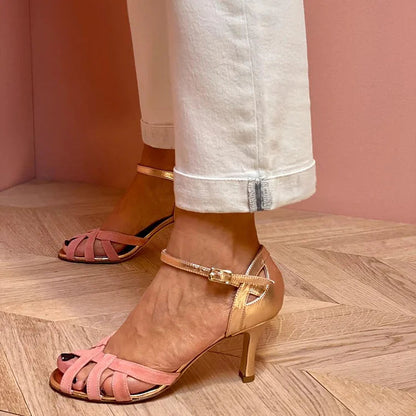 EVA STYLE  | STRAPPY PEACH MID HEELS