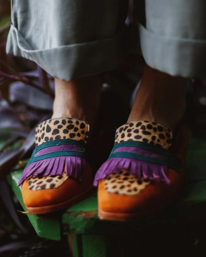 EVA STYLE  | LOAFER WITH FRINGES AND ANIMAL PRINT