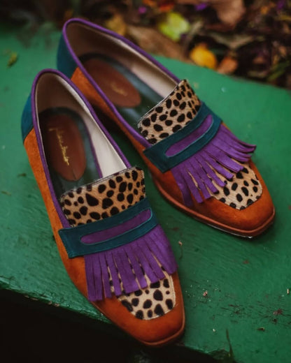 EVA STYLE  | LOAFER WITH FRINGES AND ANIMAL PRINT