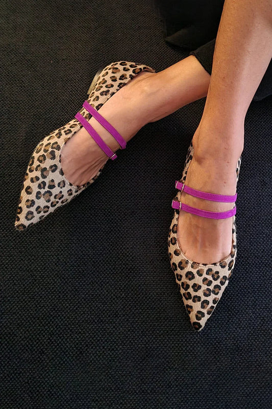 EVA STYLE  | LEOPARD-PRINT STRAP FLATS