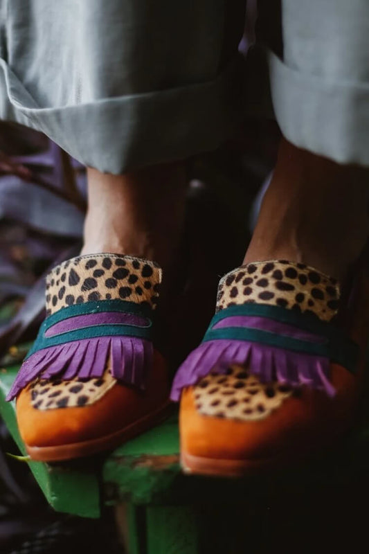 EVA STYLE  | LOAFER WITH FRINGES AND ANIMAL PRINT