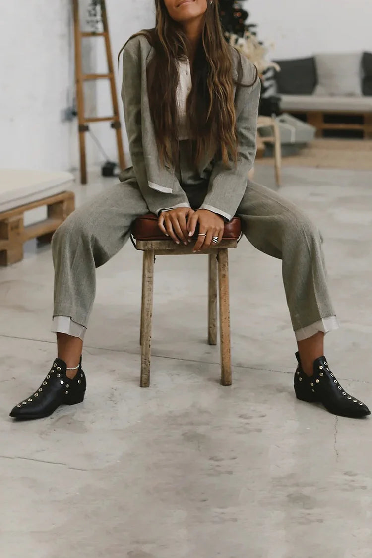 EVA STYLE  | POINTED STUDDED ANKLE BOOT