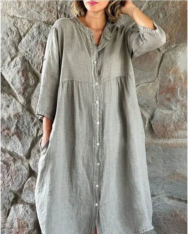 Isa™ cotton-linen shirt dress