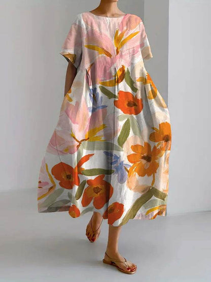 ISLA™ - FLORAL PRINT V-NECK DRESS