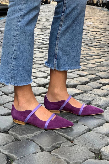 EVA STYLE  | PURPLE STRAP FLATS