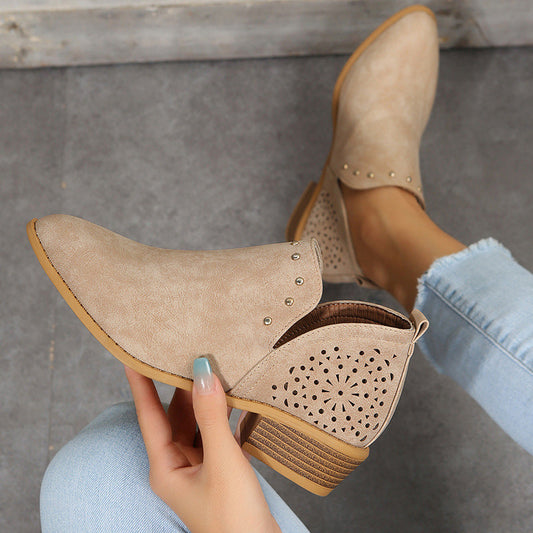 EVA STYLE  | LOW CUT PERFORATED ANKLE BOOT