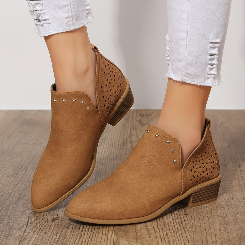 EVA STYLE  | LOW CUT PERFORATED ANKLE BOOT