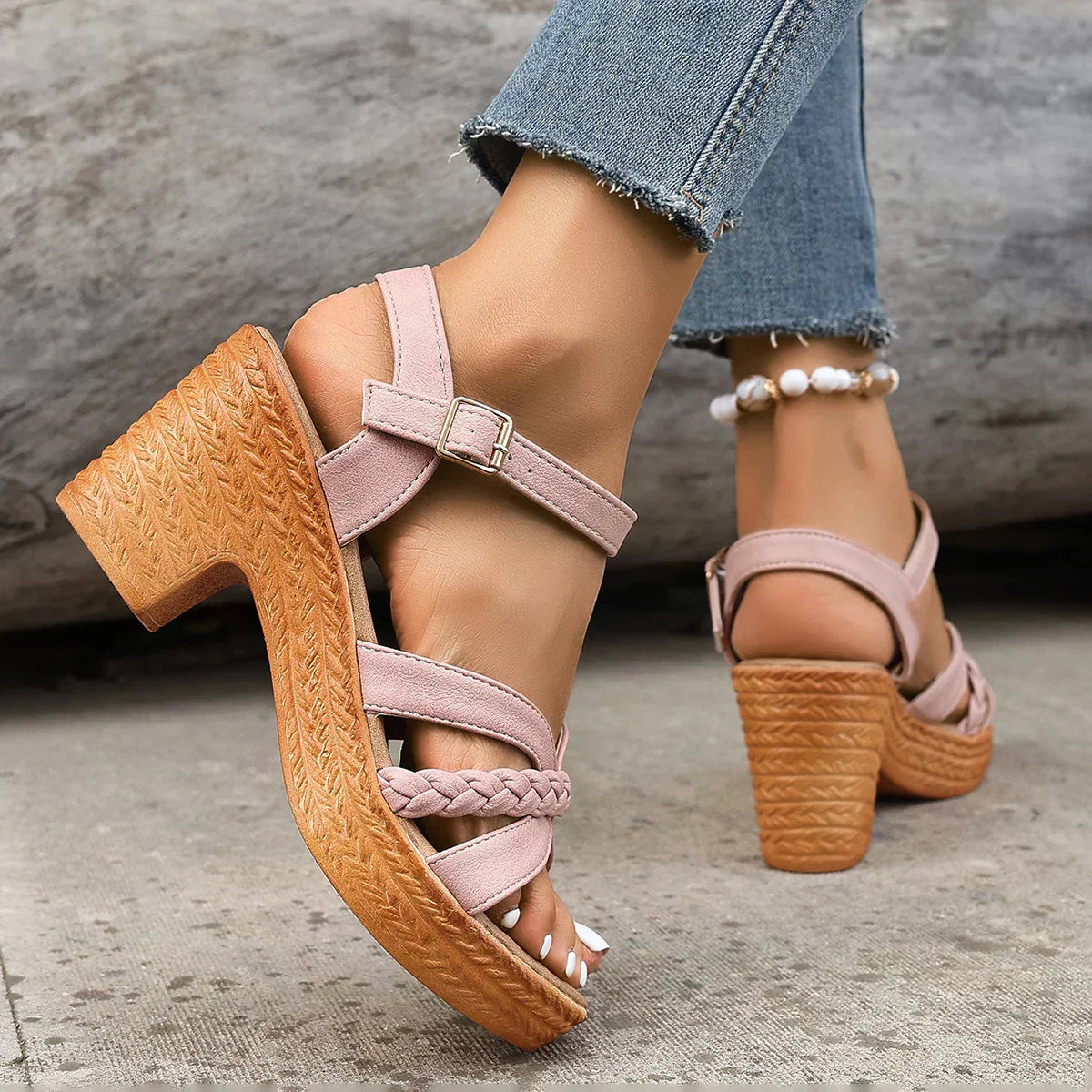 EVA STYLE  | BRAIDED STRAP PLATFORM SANDALS