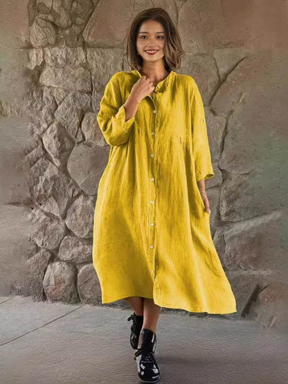 Isa™ cotton-linen shirt dress