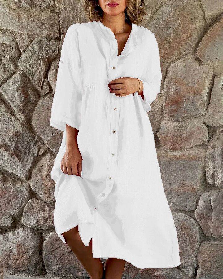 Isa™ cotton-linen shirt dress