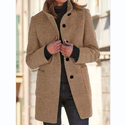 Michelle | Women's Retro-Inspired Long Sleeve Windbreaker with Button Closure and Stand Collar