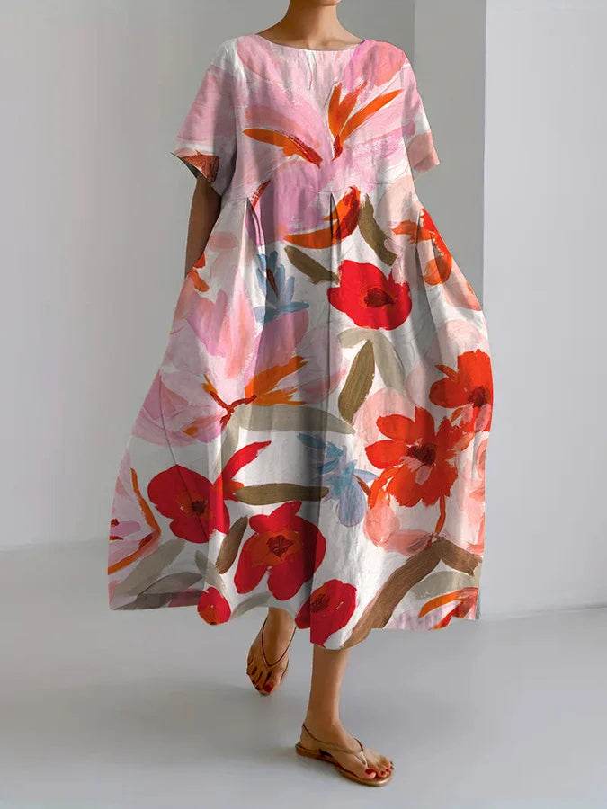 ISLA™ - FLORAL PRINT V-NECK DRESS