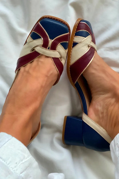 EVA STYLE  | TRI-COLOR SLIP-ON FLATS